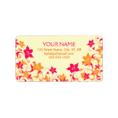 Hot Pink & Tangerine Floral Border Address Label (Voorkant)