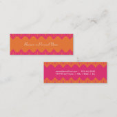 Hot Pink & Tangerine Lace Skinny Card Mini Visitekaartje (Voorkant / Achterkant)