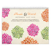 Hot Pink Tangerine & Limoen Floral Wedding GuestBo Kalender (Hoes)