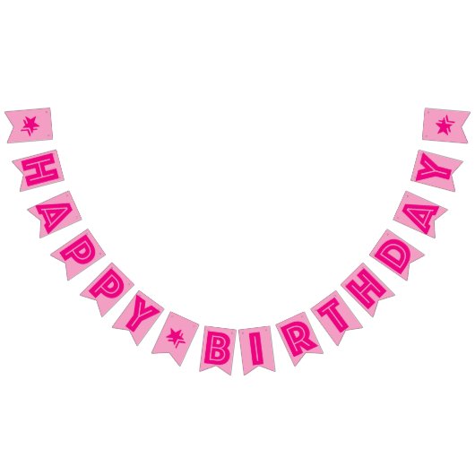 HOT PINK TEKST & SOFT PINK COLOR HAPPY BIRTHDAY VLAGGETJES (Alle)