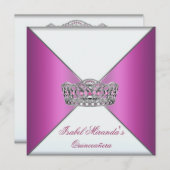 Hot Pink Tiara Quinceanera 15e partij Kaart (Voorkant / Achterkant)