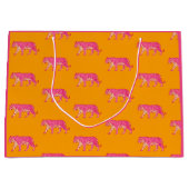Hot Pink Tiger op vet Sinaasappel Boho Pattern Groot Cadeauzakje (Voorkant)