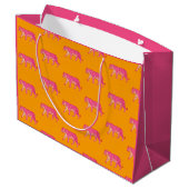 Hot Pink Tiger op vet Sinaasappel Boho Pattern Groot Cadeauzakje (Achterkant Gekanteld)