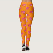 Hot Pink Tiger op vet Sinaasappel Boho Pattern Leggings (Achterkant)