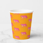 Hot Pink Tiger op vet Sinaasappel Boho Pattern Papieren Bekers (Voorkant)
