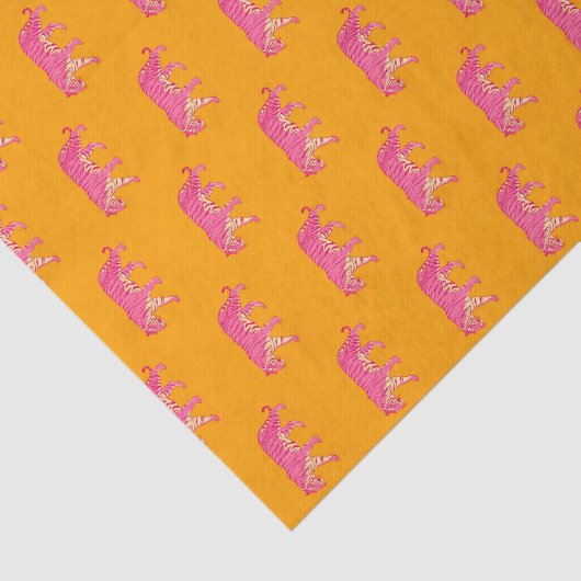 Hot Pink Tiger op vet Sinaasappel Boho Pattern Tissuepapier (Detail)