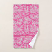  hot pink toile de jouy bedrukt bad handdoek (Handdoek)