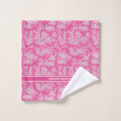  hot pink toile de jouy bedrukt bad handdoek (Wasdoekje)