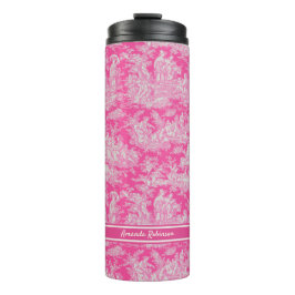  hot pink toile de jouy bedrukt thermosbeker