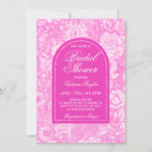 Hot Pink Toile Victoriaans Vrijgezellenfeest Kaart (Voorkant)