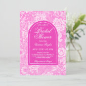 Hot Pink Toile Victoriaans Vrijgezellenfeest Kaart (Staand voorkant)