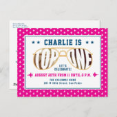 Hot Pink TopOne Fighter Pilot Thema Eerste Verjaar Briefkaart (Voorkant / Achterkant)