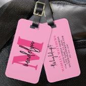 Hot Pink Traveler Initiaal naam Monogram Bagagelabel