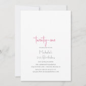 Hot Pink Trendy Moderne Minimalistische 21ste verj Kaart (Voorkant)