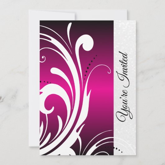 Hot Pink & Trendy Swirls Party Invitation Kaart (Voorkant)