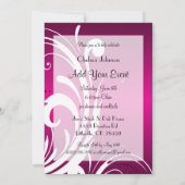 Hot Pink & Trendy Swirls Party Invitation Kaart (Achterkant)