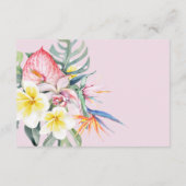 Hot Pink Tropical Floral Botanical Wedding Informatiekaartje (Achterkant)
