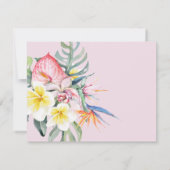 Hot Pink Tropical Floral Hawaii QR Code Wedding RSVP Kaartje (Achterkant)