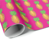 Hot Pink Tropical Island Ananas Hawaï Hawaïaans Cadeaupapier (Rol Hoek)