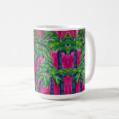 Hot Pink Tropical Palms Koffiemok (Voorkant rechts)