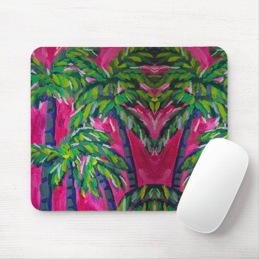 Hot Pink Tropical Palms Muismat (Met muis)