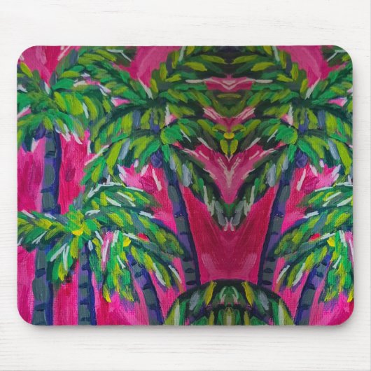 Hot Pink Tropical Palms Muismat (Voorkant)