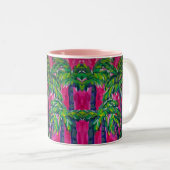 Hot Pink Tropical Palms Tweekleurige Koffiemok (Voorkant rechts)