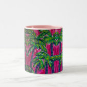 Hot Pink Tropical Palms Tweekleurige Koffiemok (Center)