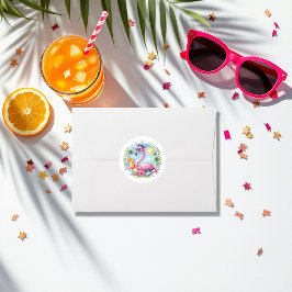 Hot-Pink Tropische Flamingo Graduation Party Ronde Sticker