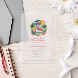 Hot-Pink Tropische Flamingo Graduation Party Vellum Uitnodigingen