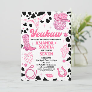 Hot Pink Twin Cowgirl Rodeo Westerne Disco Verjaar Kaart