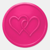 Hot Pink Two Hearts Intertwined Wedding Ronde Sticker (Voorkant)