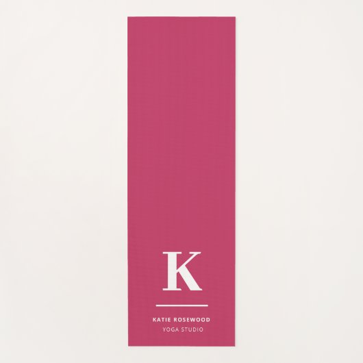 Hot Pink typografisch monogram Yogamat (Voorkant)