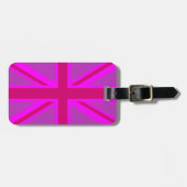 Hot Pink Union Jack Britse vlag achtergrond Bagagelabel (Voorkant horizontaal)