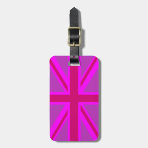 Hot Pink Union Jack Britse vlag achtergrond Bagagelabel