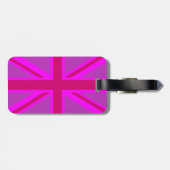 Hot Pink Union Jack Britse vlag achtergrond Bagagelabel (Achterkant horizontaal)