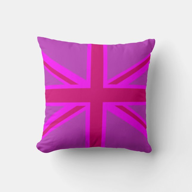 Hot Pink Union Jack Britse vlag achtergrond Kussen (Voorkant)