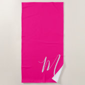 Hot Pink - uw chique monogram Strandlaken (Voorkant)