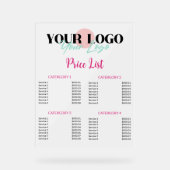 Hot Pink Uw Logo Salon prijslijst Acryl Bord (Voorkant)