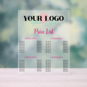 Hot Pink Uw Logo Salon prijslijst Acryl Bord (Neutraal)