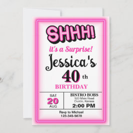 Hot Pink Verrassingsfeest Verjaardag Kaart