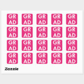 Hot pink | Vet Afstudeerder Afstuderen Vierkante Sticker (Vel)