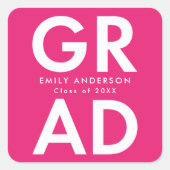 Hot pink | Vet Afstudeerder Afstuderen Vierkante Sticker (Voorkant)