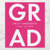 Hot pink | Vet Afstudeerder Afstuderen Wijn Etiket (Enkel label)