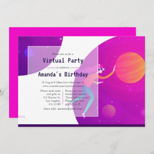 Hot-Pink Virtual Birthday Party uitnodiging