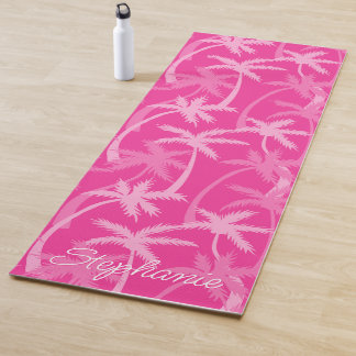 Hot Pink Voeg Jouw naam Palmbomen toe Yogamat