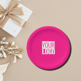 Hot Pink - voeg vet logo toe Papieren Bordje