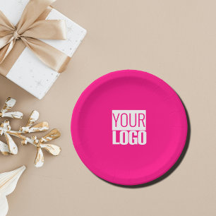 Hot Pink - voeg vet logo toe Papieren Bordje