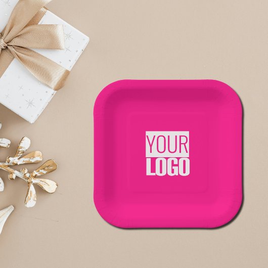 Hot Pink - voeg vet logo toe Papieren Bordje