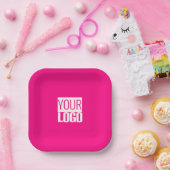 Hot Pink - voeg vet logo toe Papieren Bordje (Feest)